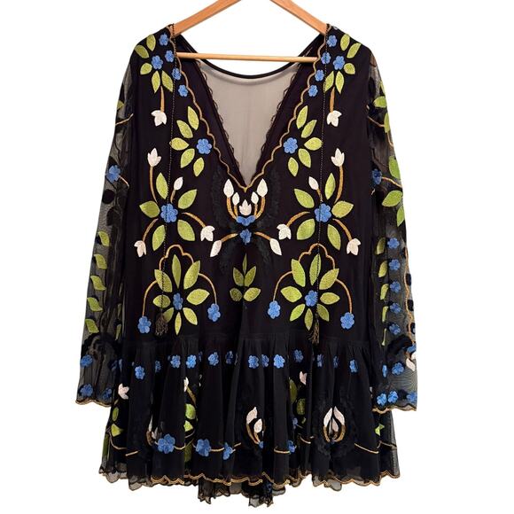 Free People Black Floral Mini Dress - Picture 3 of 9